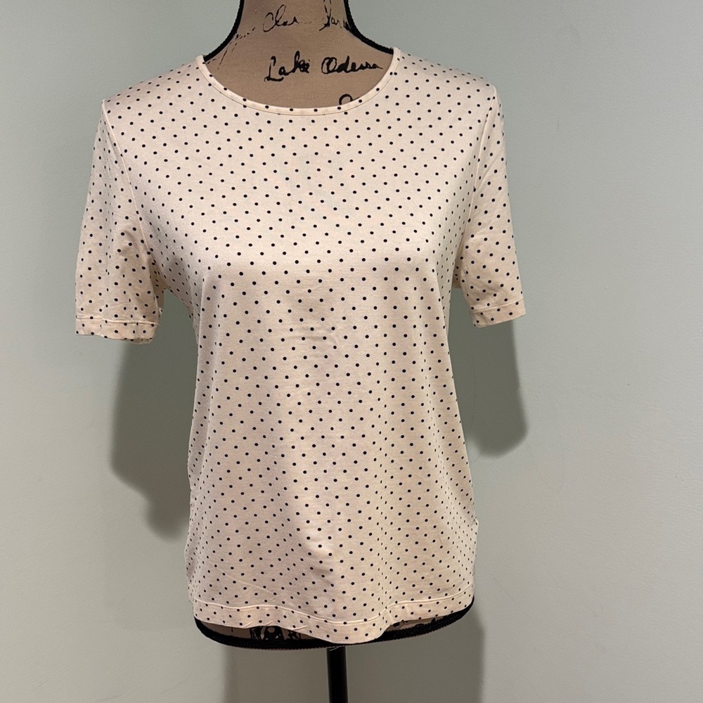 Ralph Lauren size small Cream Polka Dot Short Sleeve Top